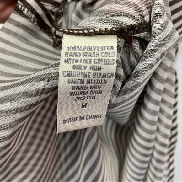 Cecico Women's Brown / Off White Striped Sleeveless Self Tie Sheer Tunic Top NWT - Picture 9 of 9